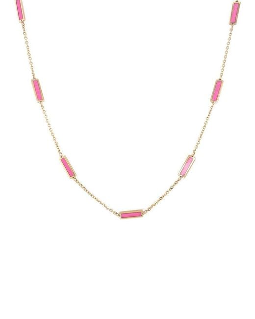Sabrina Designs Multicolor 14k Pink Stone Station Bar Necklace