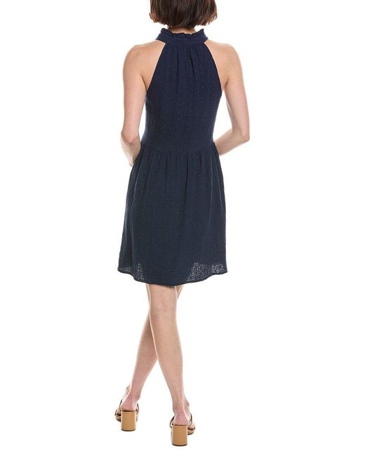 Michael Stars Blue Alessa Split Neck Dress