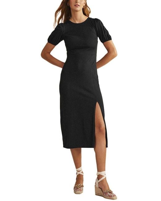 Boden Black Fitted Back Detail Jersey Midi Dress
