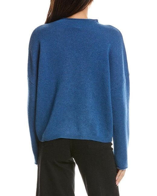 Forte Blue Slouchy Roll Trim Cashmere Pullover