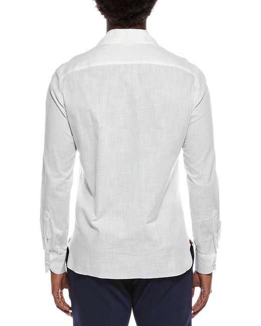 Isaia White Camp Collar Shirt for men