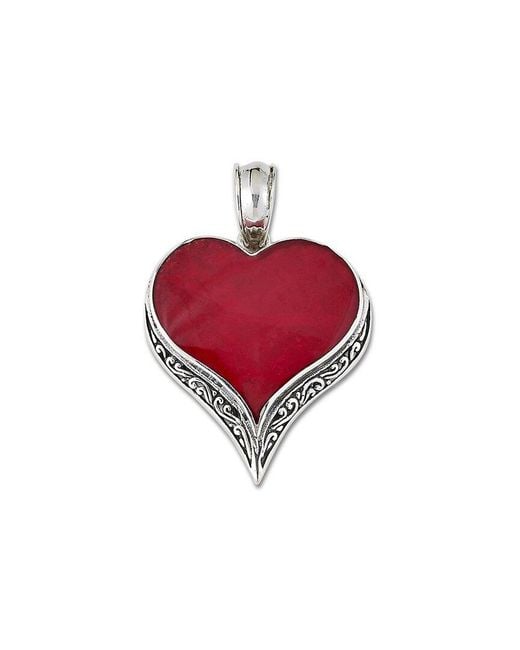 Samuel B. Red Silver Coral Heart Pendant