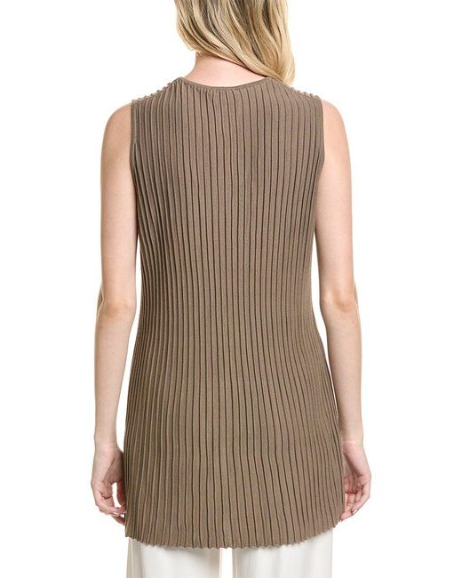 Lafayette 148 New York Brown Ottoman Stitch Slim Tunic Sweater