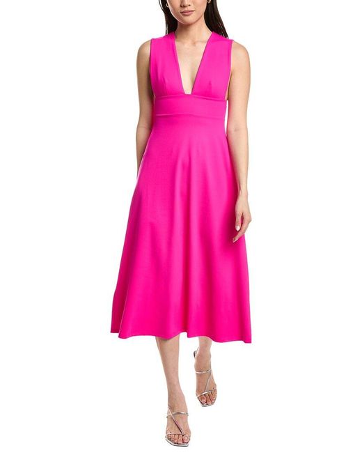 Susana Monaco Pink Low Neck Tank Flared Midi Dress