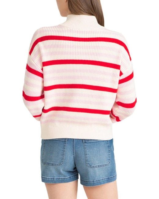 Draper James Red Mixed Stripe Zip Up Pullover