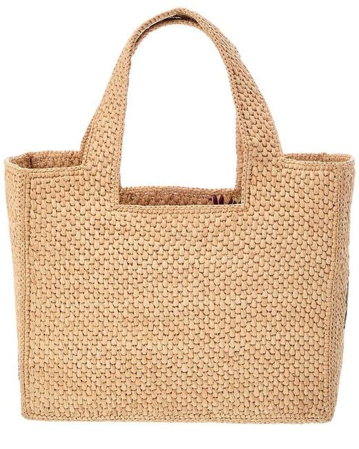 Loewe Green Dnu Inv Logo Small Raffia & Leather Tote