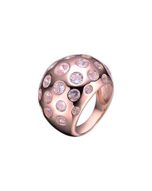 Genevive Jewelry Pink 18k Rose Gold Vermeil Cz Dome Ring