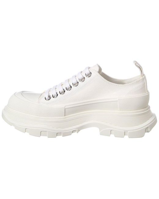 McQueen White Tread Slick Canvas Sneaker