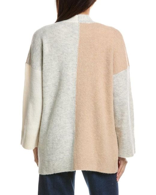 Forte White Lofty Colorblock Alpaca-Blend Cardigan