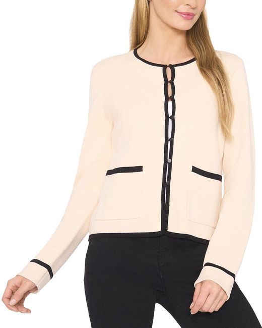 Cece Natural Patch Pocket Tipping Cardigan