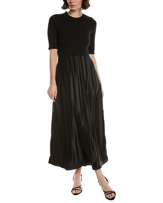 Nanette Lepore Black Pleated Midi Dress