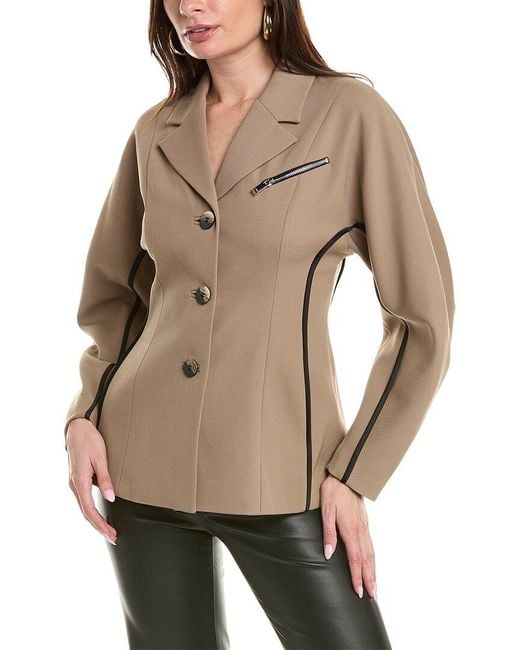 Ganni Natural Twill Suiting Wool-blend Blazer
