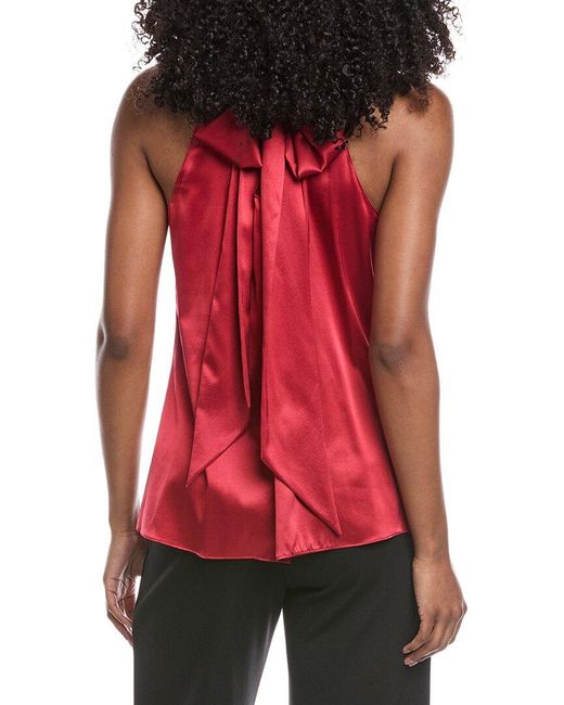Ramy Brook Red Lori Silk-Blend Blouse