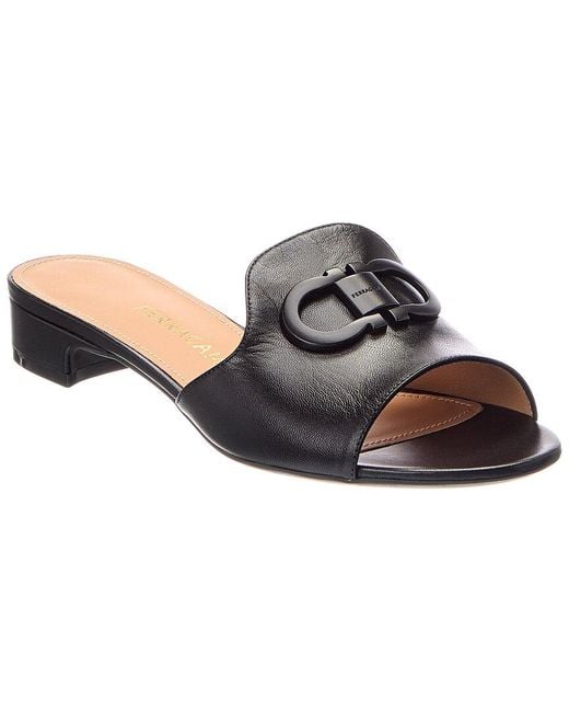 Ferragamo Brown Ganicini Ornament Leather Flat