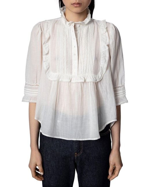 Zadig & Voltaire Gray Tix Lace Shirt