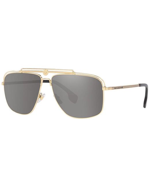 Versace Gray Ve2242 61mm Rectangular Metal Sunglasses for men