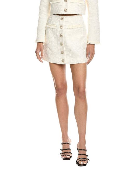 Cinq À Sept White Linda Tweed Skirt