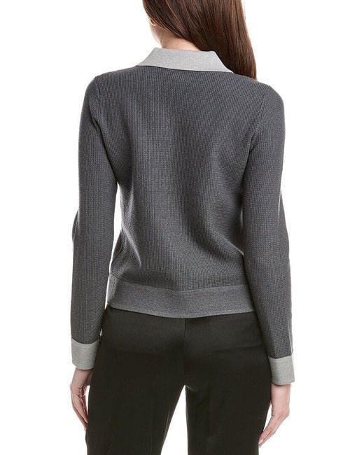 St. John Gray Zip Front Collared Jacket