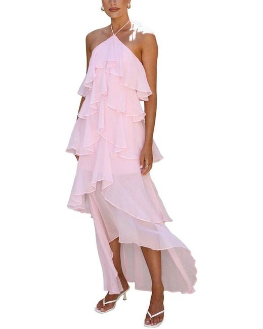 LEON GORI Pink Embellished Sleeveless Maxi Dress
