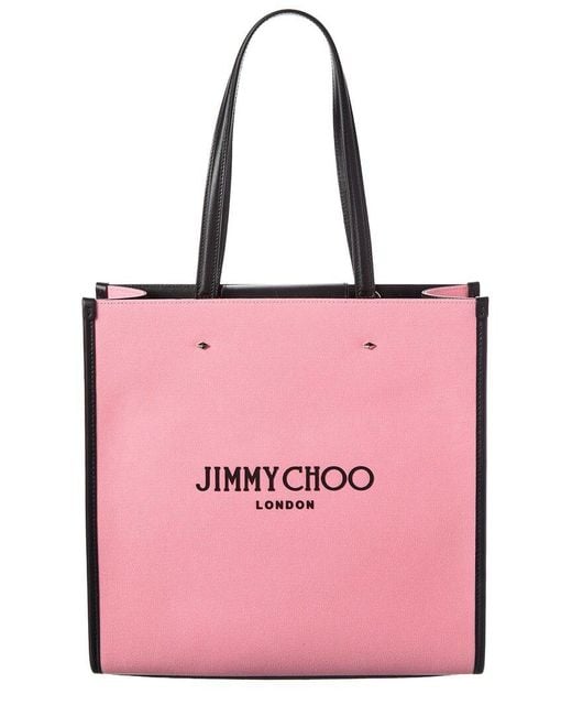 Jimmy Choo Pink N/S Canvas & Leather Tote