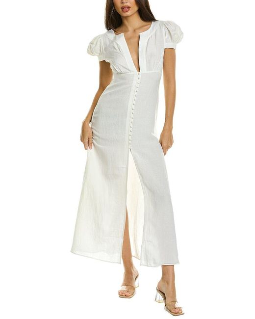 Shani Shemer White Zoe Buttoned Linen-blend Maxi Dress