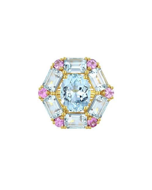 Nina Zhou Jewelry Blue 14K 6.10 Ct. Tw. Gemstone Cocktail Ring