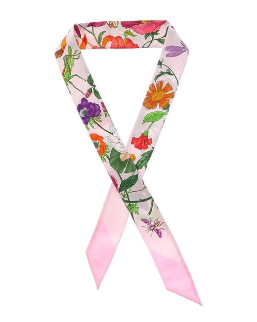Gucci Pink Printed Silk Neck Bow