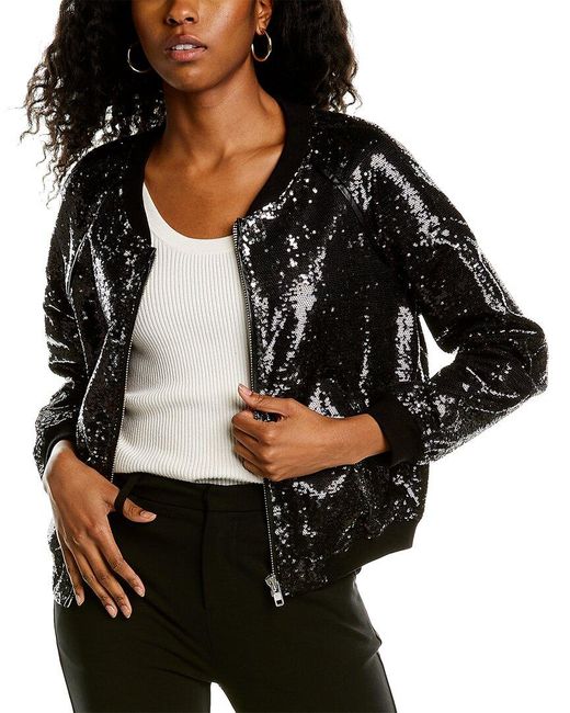 Sequin bomber clearance jacket black