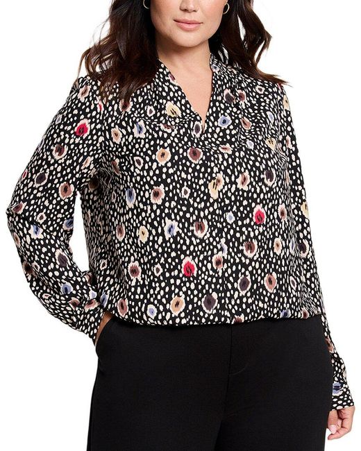 NIC+ZOE Black Plus Spotted Dots Top