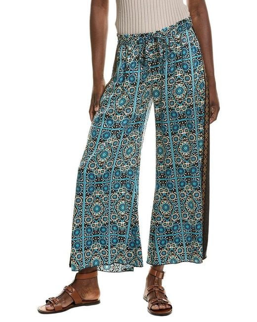Johnny Was Blue Dolores Silk-Blend Pant