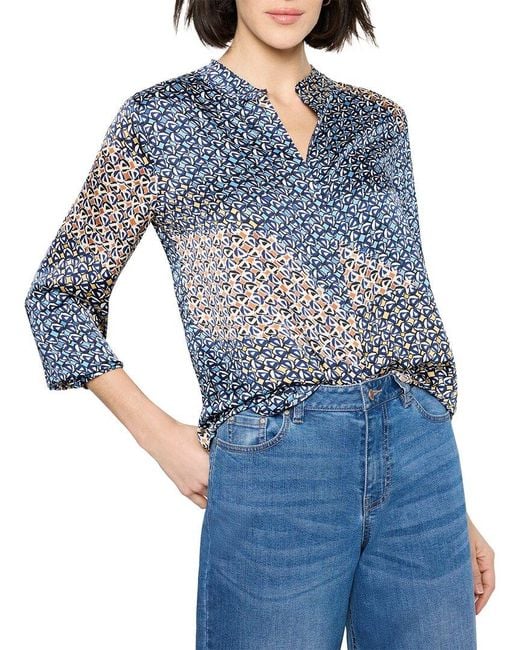 NIC+ZOE Blue Monogram Mix Top