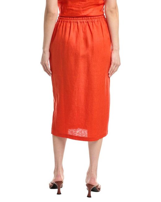 Nation Ltd Red Maisie Linen Midi Skirt