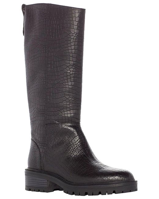 PAIGE Black Bella Croc-embossed Leather Boot