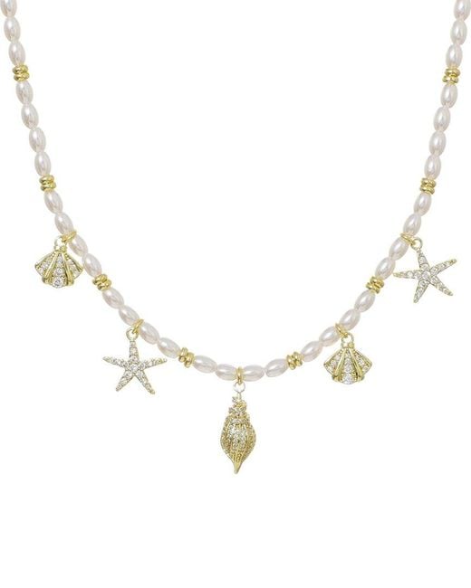 Adornia White 14K Plated Cz Adjustable Charm Necklace