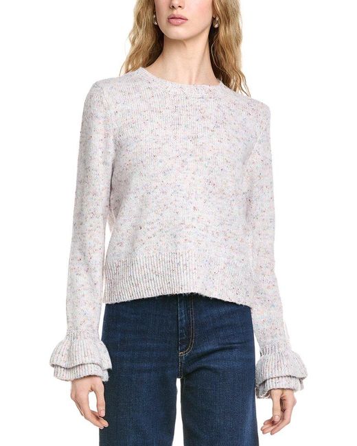 Cece Gray Ruffle Cuff Sweater