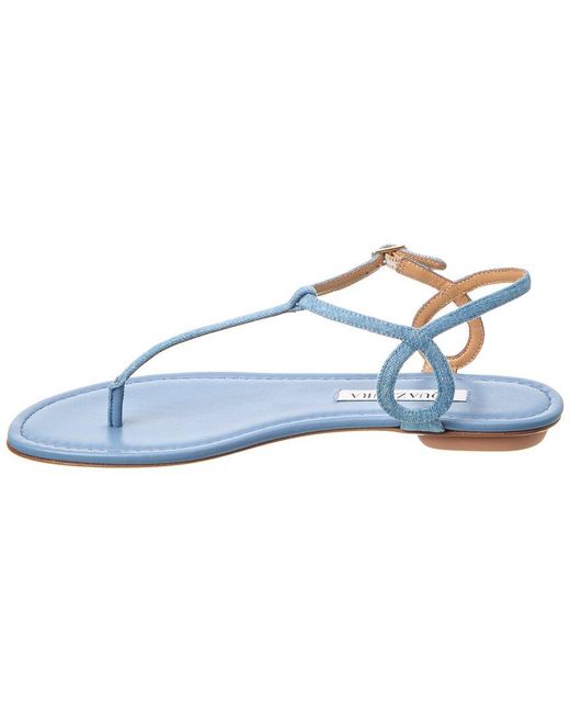 Aquazzura Blue Almost Bare Denim & Leather Sandal