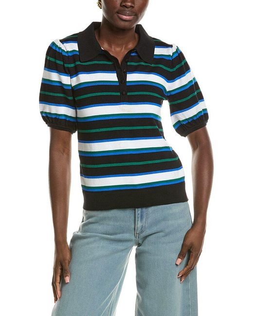 Tahari Blue Half Button Down Shirt