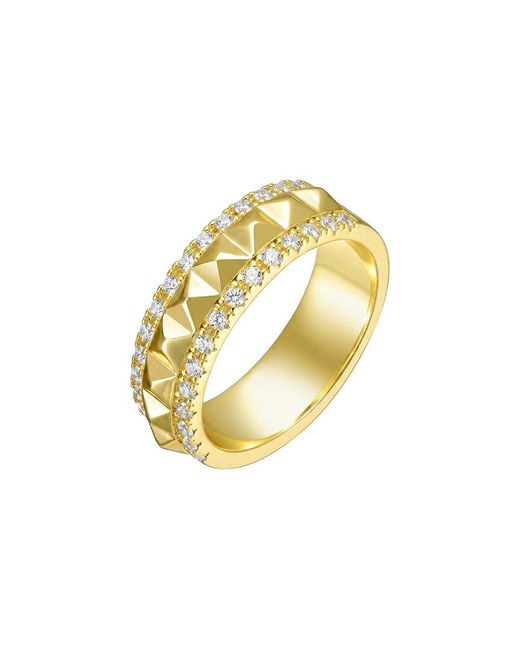Genevive Jewelry Metallic Rachel Glauber 14K Plated Cz Geometric Design Ring