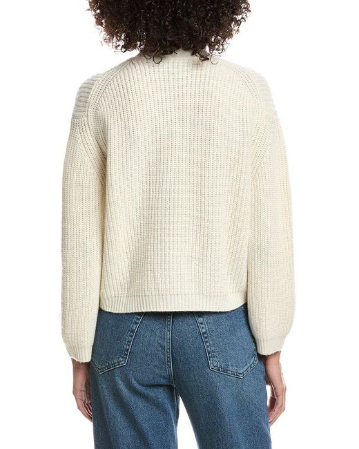Forte White Wool & Cashmere-Blend Short Rib V-Neck Button Cardigan