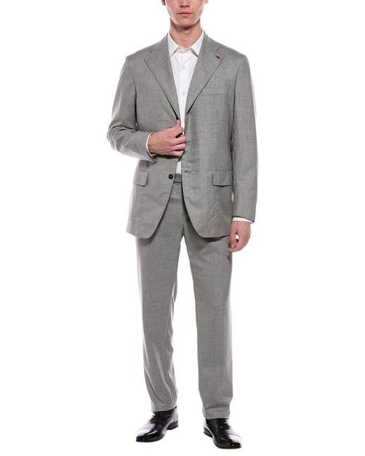 Isaia Gray 2Pc Marechiaro Wool Suit for men