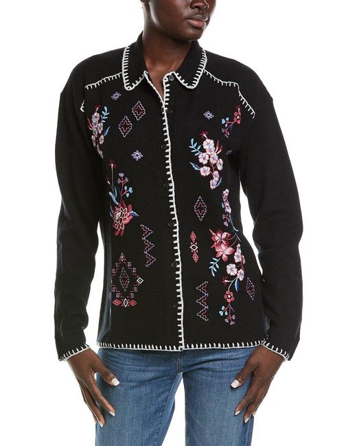 Johnny Was Ramona Wool Cashmere blend Cardigan in Black Lyst UK