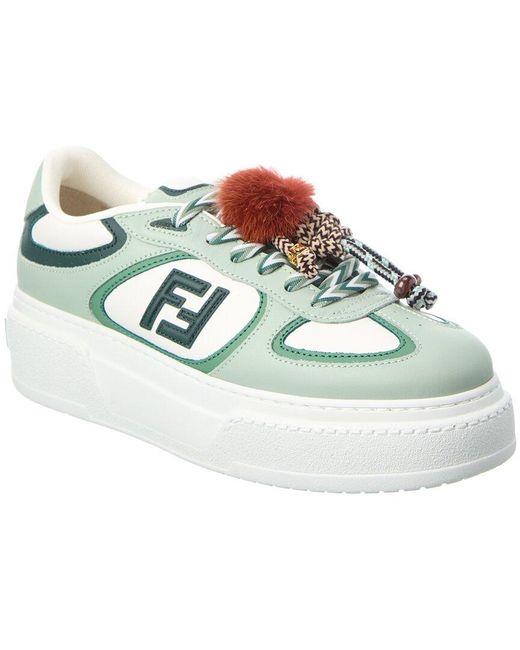 Fendi Blue Match Leather Platform Sneaker