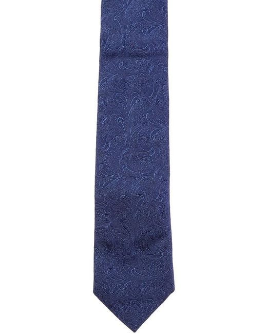 Brunello Cucinelli Blue Print Silk Tie for men