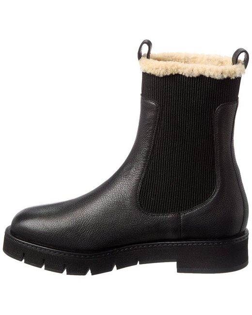 Ferragamo Black Rook F1 Leather & Shearling Boot