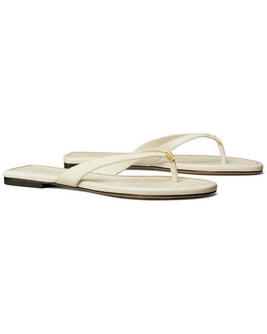 Tory Burch White Classic Leather Flip Flop