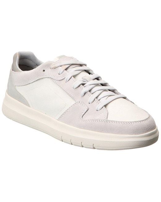 Geox White Merediano Canvas & Suede Sneaker for men