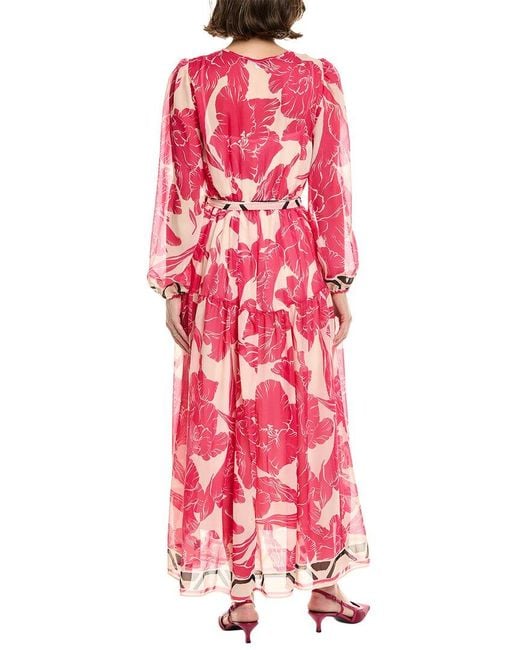 Julia Jordan Red Printed Chiffon Maxi Dress