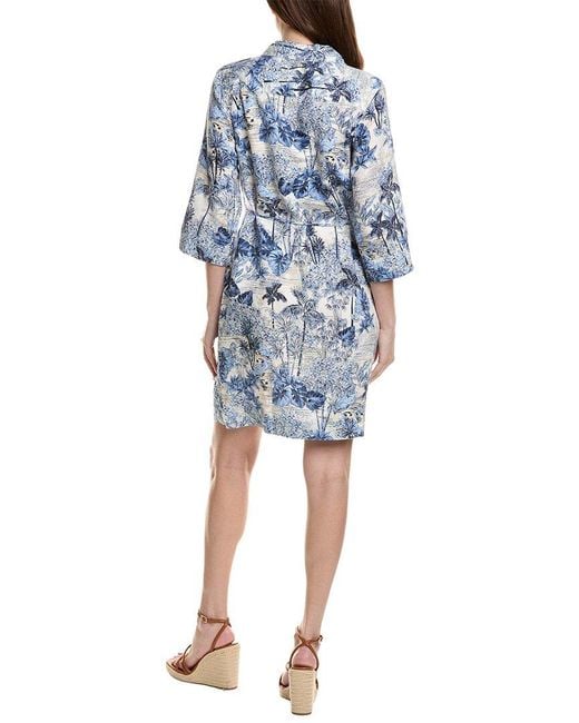 Tommy Bahama Blue Two Palms Botanical Breeze Linen Shift Dress