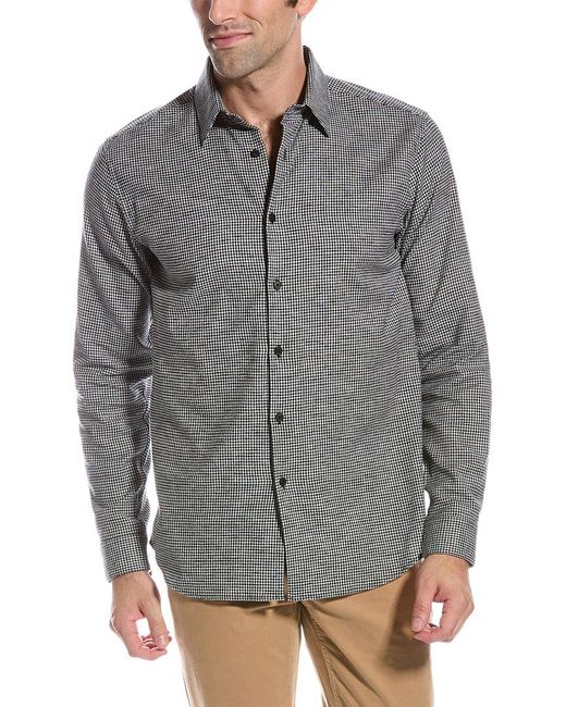 Theory Gray Irving Linen & Wool-blend Flannel Shirt for men