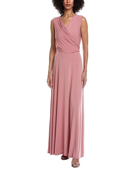Issue New York Red Wrap Bodice Gown